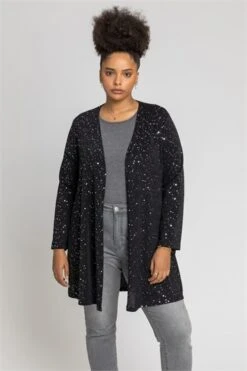 Outlet Modi Qube Store 33 Black Curve Metallic Lace Yoke Jersey Top