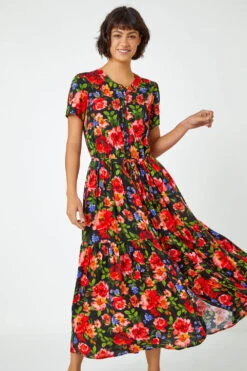 Red Floral Print Tiered Midi Dress 8 Red Floral Print Tiered Midi Dress -Outlet Modi Qube Store 2691e03d 9ff7 4e33 829b fde4a7a19699