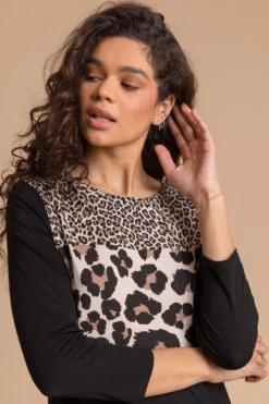 Black Contrast Animal Print Blouson Top 9 Black Contrast Animal Print Blouson Top -Outlet Modi Qube Store 27cdd59a beb0 478d 83ee 296a8ba80888