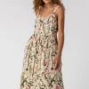 Ivory Floral Print Button Down Sun Dress