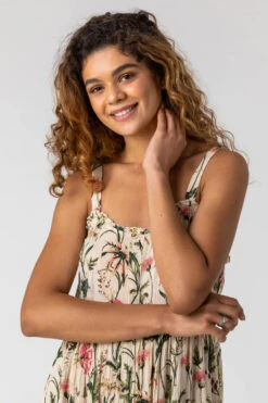 Ivory Floral Print Button Down Sun Dress 10 Ivory Floral Print Button Down Sun Dress -Outlet Modi Qube Store 29f40dc5 5d13 4788 b8df c666d853852d