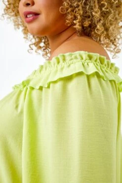 Lime Curve Frill Detail Bardot Top -Outlet Modi Qube Store 2bed4cc3 6228 4e25 b7ed 8b7c0d17276d