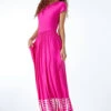 Fuchsia Tie Dye Border Print Stretch Maxi Dress -Outlet Modi Qube Store 2c8578bf 9dba 4f85 8a7e 59ef27f673ba