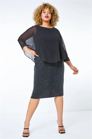 Black Curve Embellished Chiffon Overlay Dress 3 Black Curve Embellished Chiffon Overlay Dress