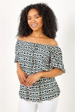 Navy Petite Geo Print Jersey Wrap Dress -Outlet Modi Qube Store 2d7abfd1 4821 4506 a212 b4ade2834455