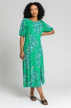 Green Petite Floral Print Stretch Maxi Dress -Outlet Modi Qube Store 2db48947 aab5 4618 8e2b 3d3cb54295a5