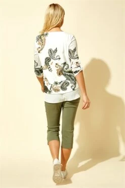 Mint Lace Trim Overlay Floral Print Top