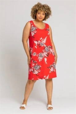 Red Curve Floral Border Asymmetric Vest Top -Outlet Modi Qube Store 2e56af89 748f 493e a046 5591bf27488e