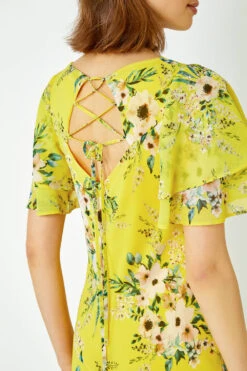 Yellow Floral Tiered Sleeve Maxi Dress -Outlet Modi Qube Store 2e954856 3a4d 4690 a020 6f172095ed91