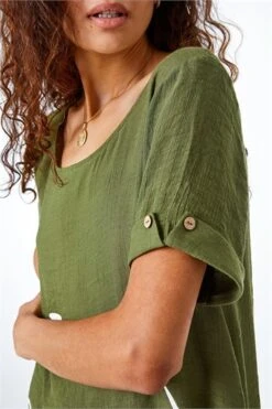Lime Floral Print Asymmetric Tunic Top