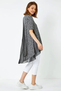 Black Aztec Chiffon Hem Tunic Stretch Top -Outlet Modi Qube Store 2ee262fb f5bb 4620 9c50 a5578b9e6379