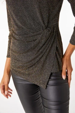 Gold Glitter Side Twist Ruched Top -Outlet Modi Qube Store 2fcfed26 58b2 4cce 94d8 b3fc20a3a2ac