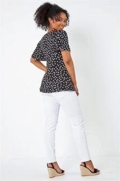 Black Petite Polka Dot Stretch Midi Dress -Outlet Modi Qube Store 3010a5f4 31d6 4cf7 8123 d40088936d3b