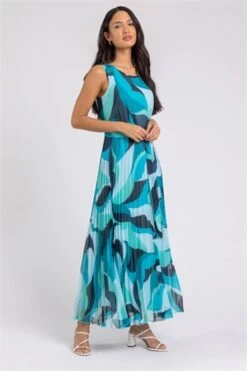 Blue Sleeveless Border Print Maxi Stretch Dress 10 Blue Sleeveless Border Print Maxi Stretch Dress -Outlet Modi Qube Store 32989982 029a 417b bcbd df550843ccf5