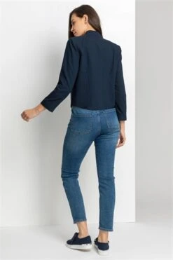 Blue Floral Swirl Print Tiered Midi Wrap Dress