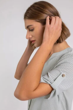 Sage Hanky Hem Soft Check Blouse -Outlet Modi Qube Store 32e8a731 9737 4ed8 8a9b a649816ddf19