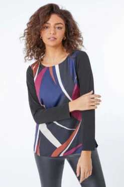 Black Petite Abstract Print Top -Outlet Modi Qube Store 332b3b81 565e 4a2a a925 012a531dd131