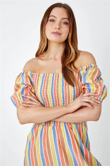 Navy Sleeveless Stripe Tiered Cotton Maxi Dress 5 Navy Sleeveless Stripe Tiered Cotton Maxi Dress - Image 3