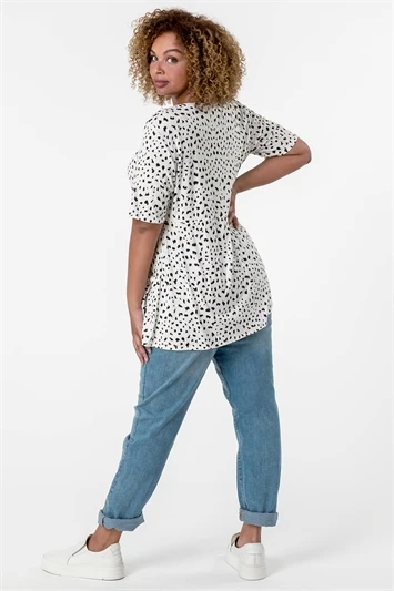 Ivory Curve Spot Print Frill Detail Top 3 Ivory Curve Spot Print Frill Detail Top