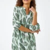 Green Leaf Print Smock Tunic Top -Outlet Modi Qube Store 3633a5c5 aa6f 40fe 8d28 bf2c04a7d232