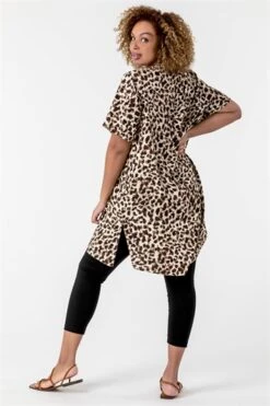 Neutral Curve Animal Print Smock Top