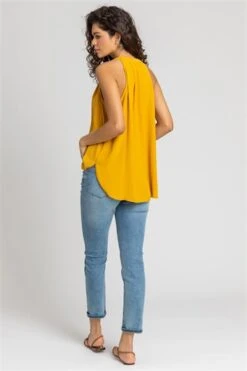 Royal Blue Chiffon Dipped Hem Asymmetric Top