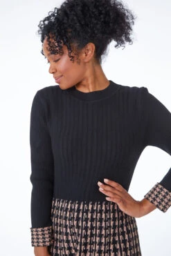 Black Petite Contrast Knitted Jumper Dress -Outlet Modi Qube Store 36cbb4c7 ce18 4b24 9f2e 30c9519aa5a8