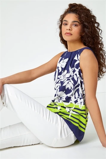 Blue Paisley Contrast Border Print Top 4 Blue Paisley Contrast Border Print Top - Image 3