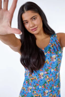 Blue Petite Floral Print Maxi Dress -Outlet Modi Qube Store 37e27cba 661b 47ac b7ed b09e650b9085