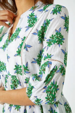 Green Floral Print Smock Tunic Top -Outlet Modi Qube Store 3885f067 1deb 4969 b6f6 b1ae645a9cfc