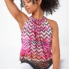 Pink Petite Zig Zag Print Halterneck Top -Outlet Modi Qube Store 3a4de981 ff10 4f5f bef4 bf956401f599