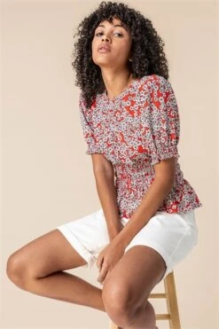 Outlet Modi Qube Store 10 Pink Paisley Print Button Through Blouse