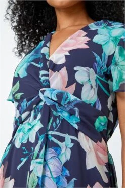 Mint Petite Frill Hem Floral Midi Dress