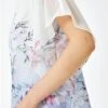 Ivory Floral Print Longline Blouse