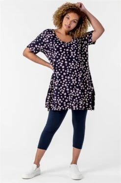 Blue Curve Geo Stretch Jersey Top