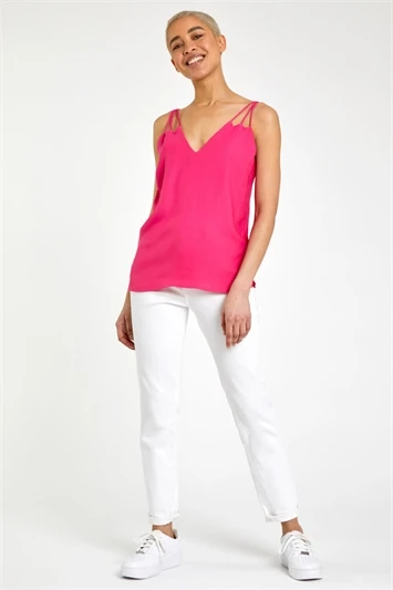 Light Pink Textured Spot Frill Detail Cami Top 4 Light Pink Textured Spot Frill Detail Cami Top - Image 2