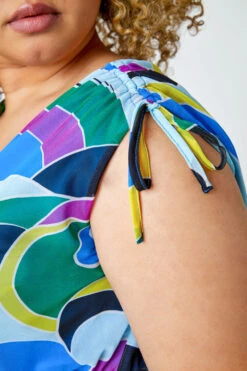 Purple Curve Abstract Shirred Stretch Maxi Dress -Outlet Modi Qube Store 41ec8738 d729 47eb 829a d47378a9f3f5