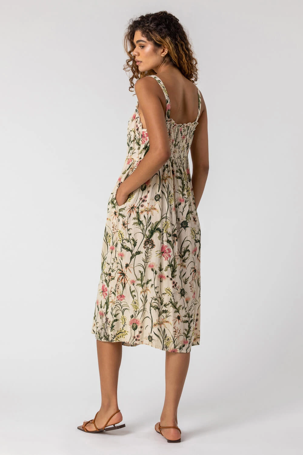 Ivory Floral Print Button Down Sun Dress 4 Ivory Floral Print Button Down Sun Dress - Image 2