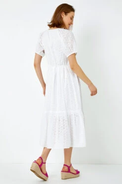 White Broderie Puff Sleeve Cotton Midi Dress 9 White Broderie Puff Sleeve Cotton Midi Dress -Outlet Modi Qube Store 4355ada9 8ba6 4a80 9771 7601c6592f26