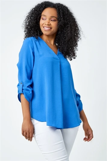 Blue Petite Burnout Stripe Top 4 Blue Petite Burnout Stripe Top - Image 2