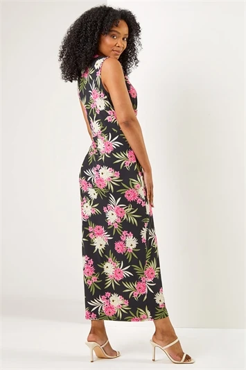 Pink Petite Sleeveless Twist Front Maxi Dress 3 Pink Petite Sleeveless Twist Front Maxi Dress