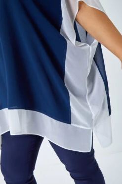 Navy Curve Chiffon Overlay Top -Outlet Modi Qube Store 458e0e63 a352 44ab bad3 ac411e16631d