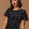 Black Velvet Animal Sweetheart Neck Dress -Outlet Modi Qube Store 45997417 c063 4129 8bc5 1cb3e779e8b2