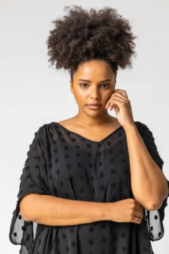 Black Curve Textured Spot Overlay Top -Outlet Modi Qube Store 45d6e74b ba88 4718 bc38 dfee535a68dc