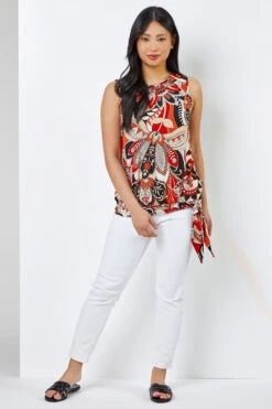 Rust Petite Paisley Print Necklace Detail Top -Outlet Modi Qube Store 46615460 7b50 4ee0 815f 375e3122ea37