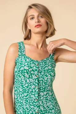Green Ditsy Floral Button Through Dress -Outlet Modi Qube Store 46e34dca ab6e 4d48 9413 06f9c9f7bdb8