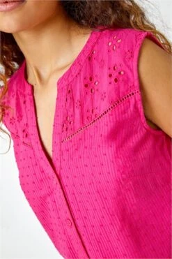Pink Sleeveless Button Detail Vest