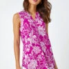 Magenta Textured Floral Print Sleeveless Top -Outlet Modi Qube Store 4971cd1c 9086 4127 a4e3 cd2e9feb9920
