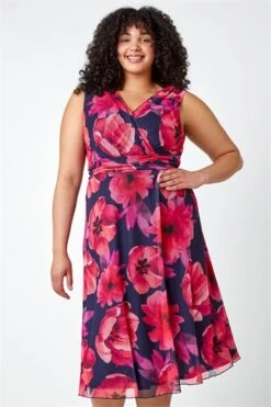 Pink Curve Floral Print Chiffon Overlay Top 11 Pink Curve Floral Print Chiffon Overlay Top -Outlet Modi Qube Store 49e713be f7b8 4a22 b9c6 22dd76002853