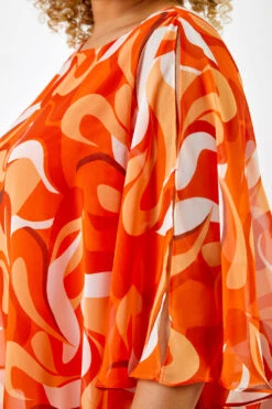 Orange Curve Retro Swirl Chiffon Overlay Top -Outlet Modi Qube Store 4a032f22 1e90 4b51 96c7 6612e1754920
